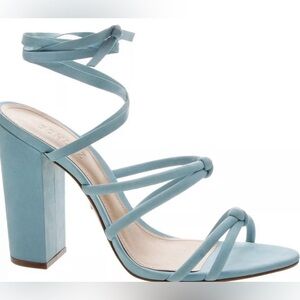 New Schutz Lohanna Block Heel Tie Up Sandals Size 9.5 Color Sky